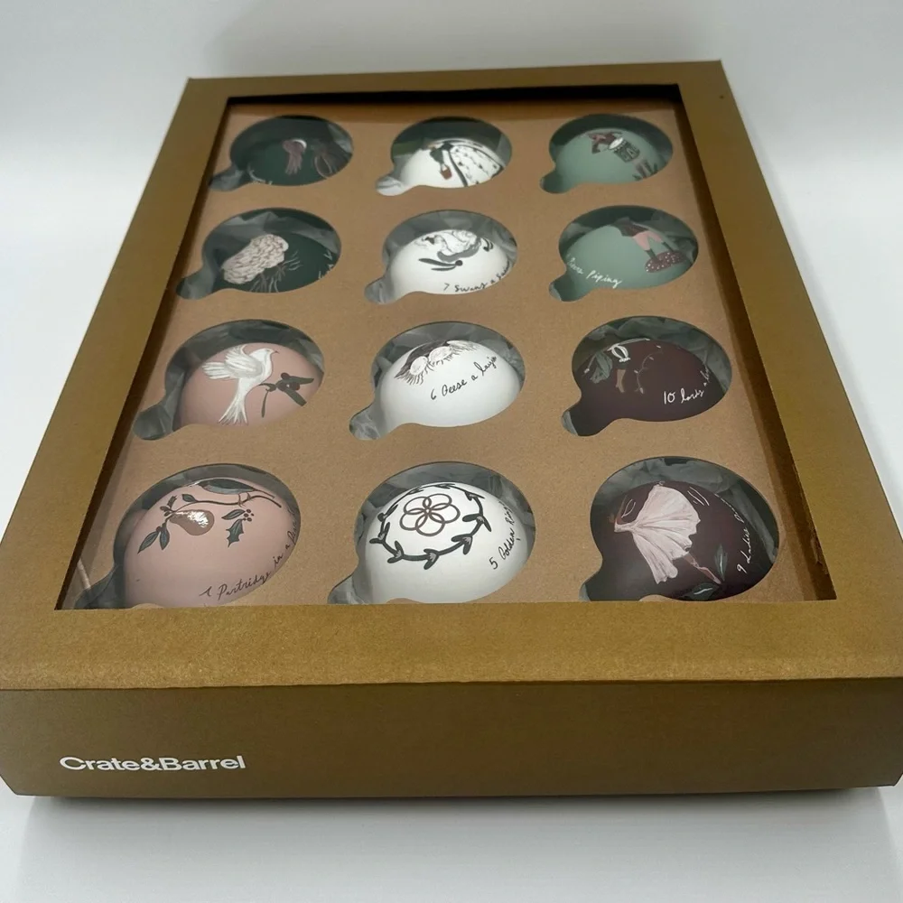 Crate & Barrel 12 Days of Christmas Ornaments Set of 12